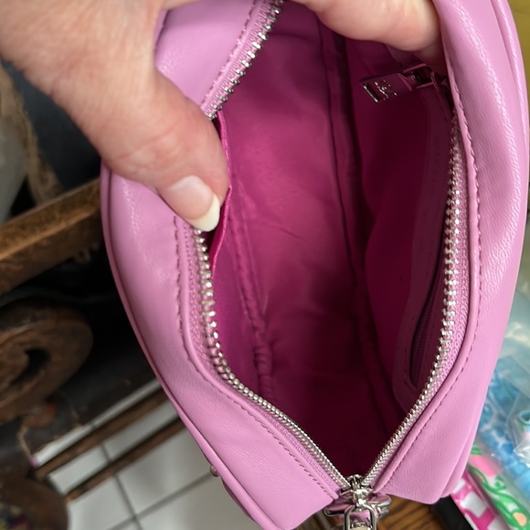 Badgley Mischka  NWT  quilted/beaded bag Crossbody /braided chain  Vegan Violet - Picture 10 of 11